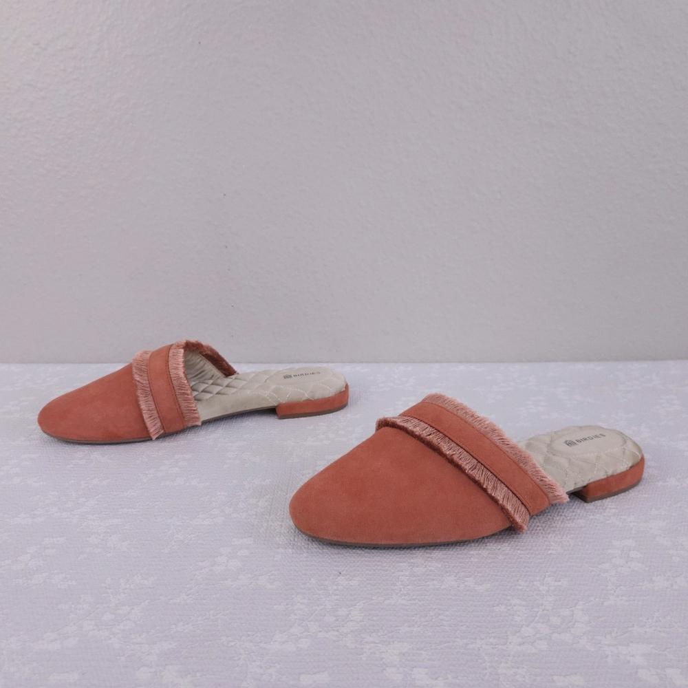 Birdies Coral Suede Fringe Backless Flats - Picture 2 of 10